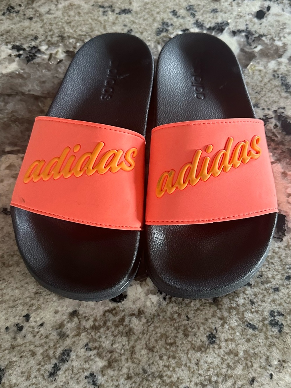adidas Women’s Coral Pink Slide Sandals with Black Footbed